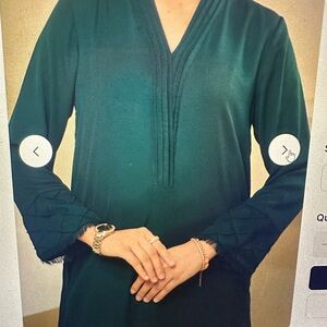 Elegant Dark Green Long Dress shalwar kameez 2 piece